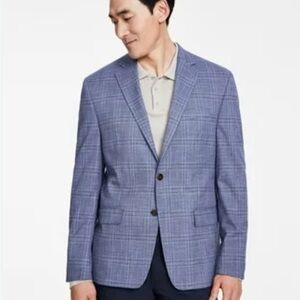 Michael Kors Mens Kent Classic Stretch Fit Plaid Sport Coat Blazer Jacket 42S
